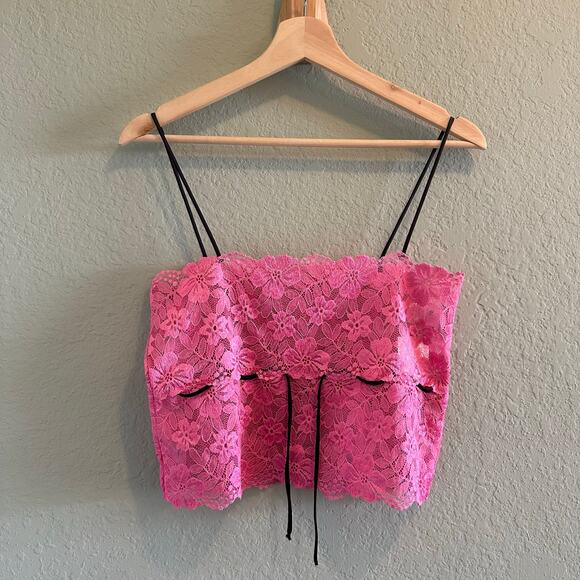 Leigh Bantivoglio Women's Lace Pink Cami Top Size M $145 - Picture 1 of 3